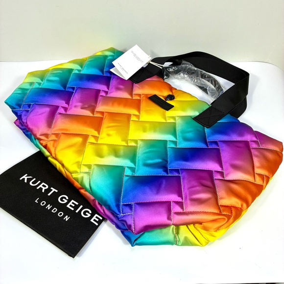 Kurt Geiger London Ombre Rainbow Quilted Shopper Bag Open Miscellaneous NWT - Picture 5 of 16